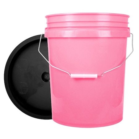 Bucket, 12 In H, Pink And Black